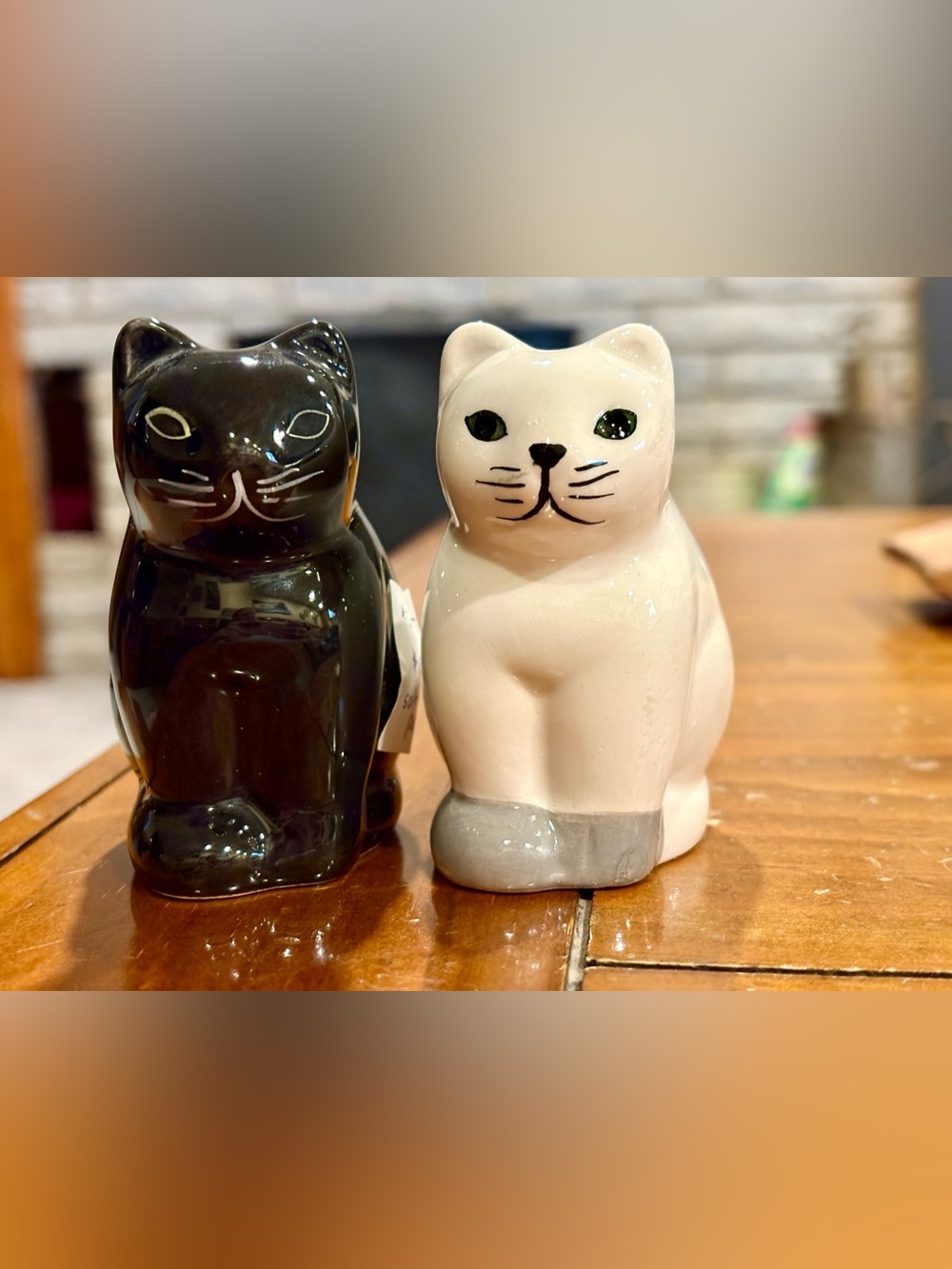 Ceramic Cat Salt & Pepper Shakers - White and Gray